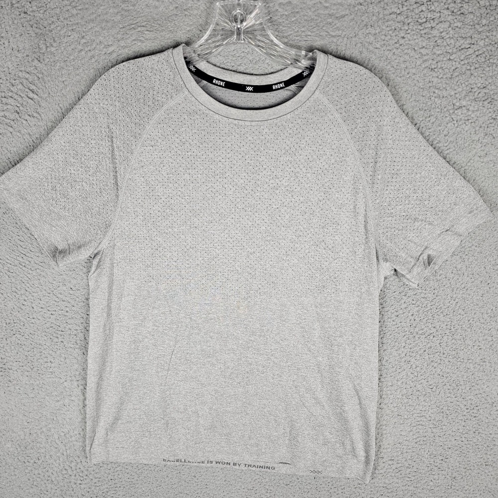 Rhone T-Shirt Mens Small Gray Reign Short Sleeve Perforated Training Performance